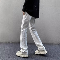 Men Jeans Slightly Flared Jeans Slim-Fitting Straight Pants