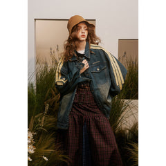 Unisex Jacket Retro Washed Denim Jacket Loose Workwear Denim Jacket Denim Coat