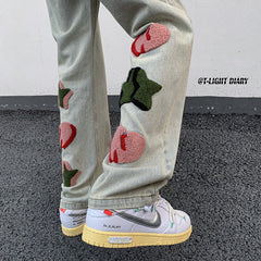 Men Jeans Country XINGX Embroidered Jeans Men Straight Bootcut Trousers