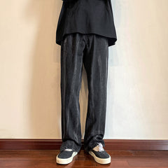 Men Jeans Retro Slit Casual Trousers Baggy Straight Trousers