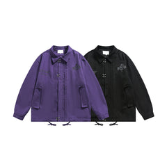 Unisex Jacket Workwear Jacket Lapel Loose Motorcycle Jacket