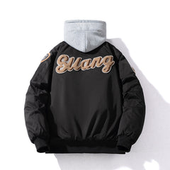 Mens Vintage Jackets Baseball Jacket Hooded Flight Suit Cotton Jacket