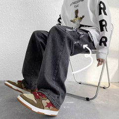 Men Jeans Retro Washed Casual Trousers