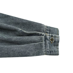 Unisex Jacket Retro Loose Washed-out Large Workwear with Pocket Denim Clothes Jacket