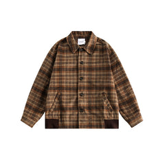 Unisex Jacket Vintage Jacket Men's Plaid Spring and Autumn Coat