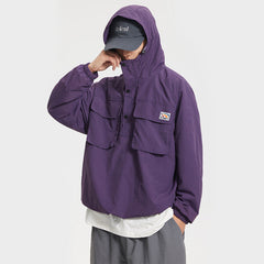 Unisex Jacket Sports Jacket Shell Jacket Loose Mechanical Style Outdoor Hooded Jacket