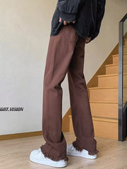 Men Jeans Vintage Jeans Men's Autumn Straight Pants Bootcut Casual Trousers