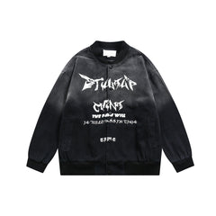 Unisex Jacket Men's and Women's Loose Casual Gradient Baseball Jacket