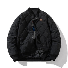 Men Vintage Jackets Loose Rhombus Cotton Vintage Baseball Jacket