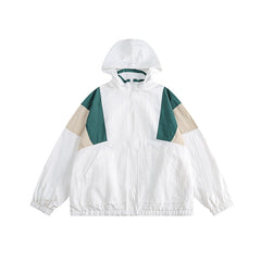 Unisex Jacket Vintage Loose Lapel Mechanical Style Hooded Sports Jacket