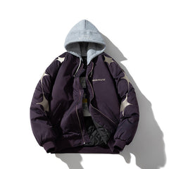 Mens Vintage Jackets Padded Jacket Autumn and Winter Thickened Baseball Jacket Cotton Jacket