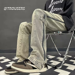 Men Jeans Slim Fit Micro-Pull Cargo Jeans Spring and Autumn Straight-Leg Pants