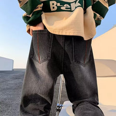 Men Jeans Black Washed Jeans Men's Summer Oversize plus Size Bootcut Trousers