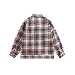 Unisex Jacket Vintage Plaid Workwear Jacket Men and Women Couple Casual Loose Spring and Autumn Coat