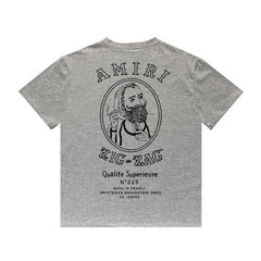 Amiri T Shirt Printed Casual Hip Hop round Neck Short Sleeve T-shirt
