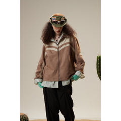 Unisex Jacket Retro Patchwork Loose Lapels Jacket