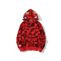 Bathing Ape Hoodie Classic Camo Shark Hooded Cardigan Zip Embroidery