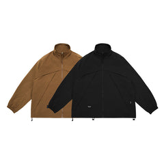 Unisex Jacket Spring Overalls Coat Loose Zip Large Pocket Stand Collar Jacket for Men