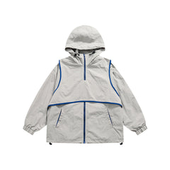 Unisex Jacket Stand Collar Jacket Detachable Two-Piece Retro Sports Jacket