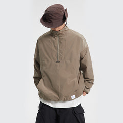 Unisex Jacket Shell Jacket Half Zipped Stand Collar Coat Jacket