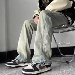 Men Jeans Spring and Autumn Retro Straight-Leg Pants Casual Trousers