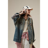 Unisex Jacket Washed Denim Clothes Jacket Lapel Loose Men and Women Same Style Overalls
