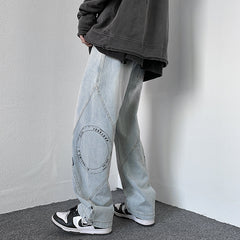 Men Jeans Straight Loose Wide-Leg Pants