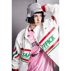 Unisex Jacket Embroidered Jacket Men and Women Couple Loose Stand Collar Coat