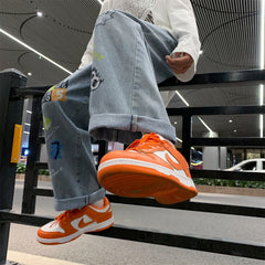 Men Jeans Spring and Autumn Loose-Fitting Wide-Leg Trousers Hip Hop Graffiti Pants