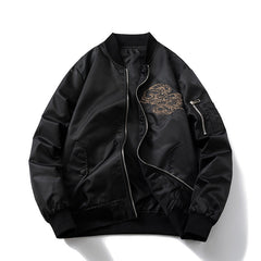 Men Vintage Jackets Guochao Vintage Dragon Embroidered Jacket Flight Suit Baseball Suit