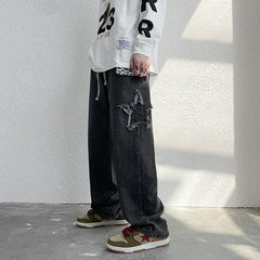 Men Jeans Retro Washed Casual Trousers