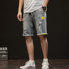 Men Jeans Denim Shorts Men's Summer Loose Straight Shorts