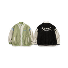 Unisex Jacket Vintage Baseball Jacket Men's and Women's Loose Corduroy Embroidered Jacket