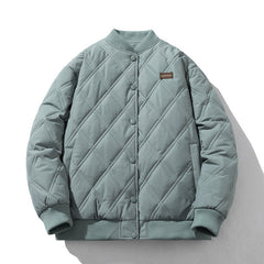 Men Vintage Jackets Loose Rhombus Cotton Vintage Baseball Jacket