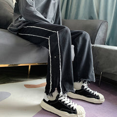 Men Jeans Straight Jeans Men's Loose Split Pants