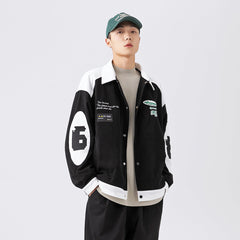 Unisex Jacket Embroidered Multi-Color Coat Loose Motorcycle Jacket