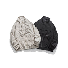 Unisex Jacket Stand Collar Workwear Jacket Loose Casual Jacket