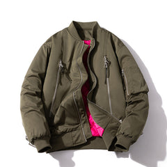 Mens Vintage Jackets Zip Baseball Collar Thermal Bomber Jacket