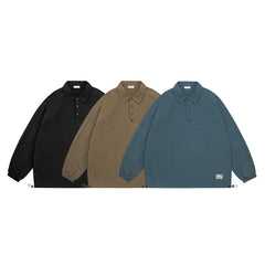 Unisex Jacket Retro Pullover Sports Jacket Loose Outdoor Polo Collar Top