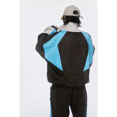 Unisex Jacket Vintage Color Matching Sports Jacket Stand Collar Jacket