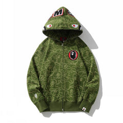 Bathing Ape Hoodie Camouflage Shark Head Zipper