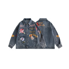 Unisex Jacket Retro Washed Denim Jacket Men and Women Couple Spring and Autumn Coat