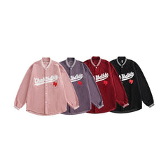 Unisex Jacket Vintage Baseball Jacket Men's and Women's Loose Corduroy Coat