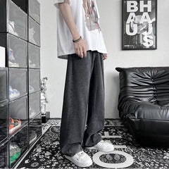 Men Jeans Oversize Autumn Wide Leg Pants Baggy Straight Trousers