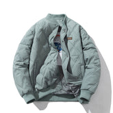 Men Vintage Jackets Loose Rhombus Cotton Vintage Baseball Jacket