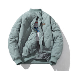 Men Vintage Jackets Loose Rhombus Cotton Vintage Baseball Jacket