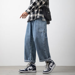 Men Jeans Straight Jeans Men's Summer plus Size Pants Loose Cargo Pants