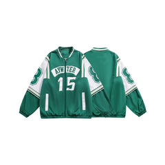 Unisex Jacket Retro College Style Loose Color Matching Baseball Jacket Loose Casual Jacket