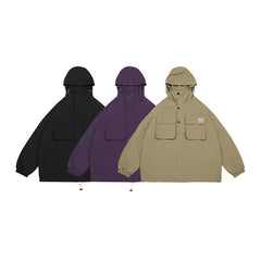 Unisex Jacket Sports Jacket Shell Jacket Loose Mechanical Style Outdoor Hooded Jacket