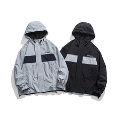 Unisex Jacket Fall Mechanical Style Shell Jacket Hooded Jacket Men and Women Baggy Coat